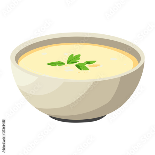 Cream soup in a bowl illustration food art vector