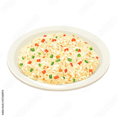 Fried rice in a plate illustration fried food vector
