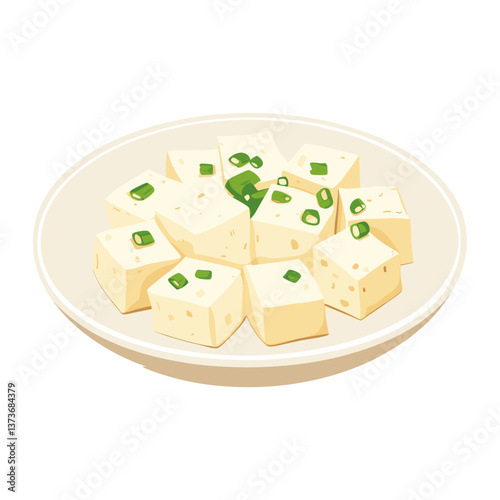 Ma Po tofu in a plate illustration food dish vector