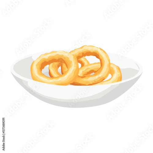 Onion rings in a plate illustration onion white vector