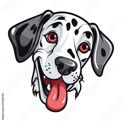 Dalmatian dog head retro logo illustration animal style vector