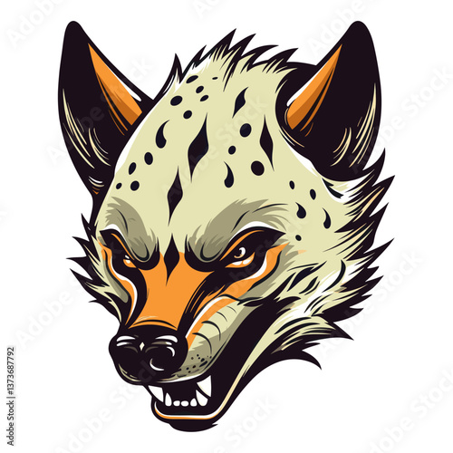 Hyena face retro logo illustration animal style vector
