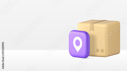 Cargo postal parcel delivery GPS location tracking banner copy space vector illustration. Order shipment online shopping goods transportation courier logistic distribution service shipping technology