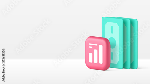 Cash money dollar budget balance accountancy financial analyzing banner copy space vector illustration. Banking currency finance statistic analysis investment economy earnings expenses management