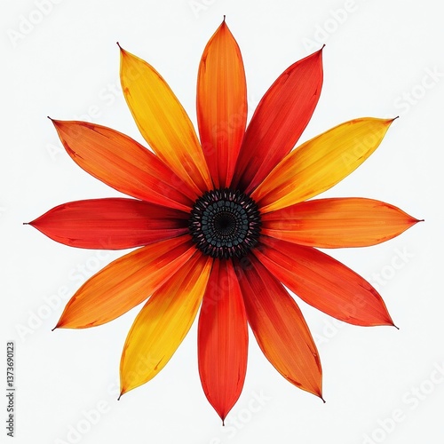 Black-Eyed Susan Flower with Orange and Yellow Petals on White Background