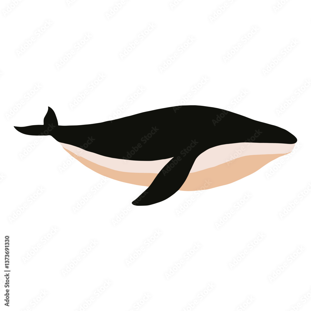 Obraz premium Blue whale illustration simple silhouette vector
