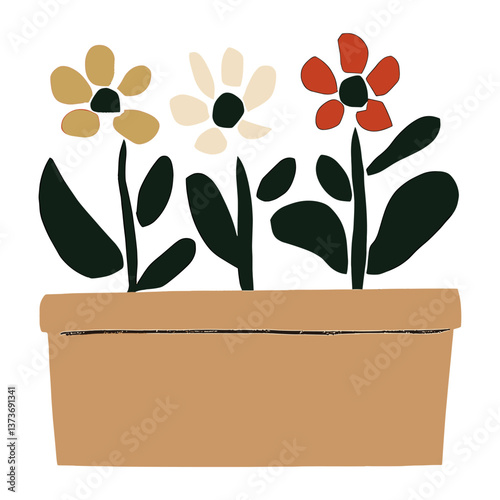 Garden flower bed flowers illustration colorful vector