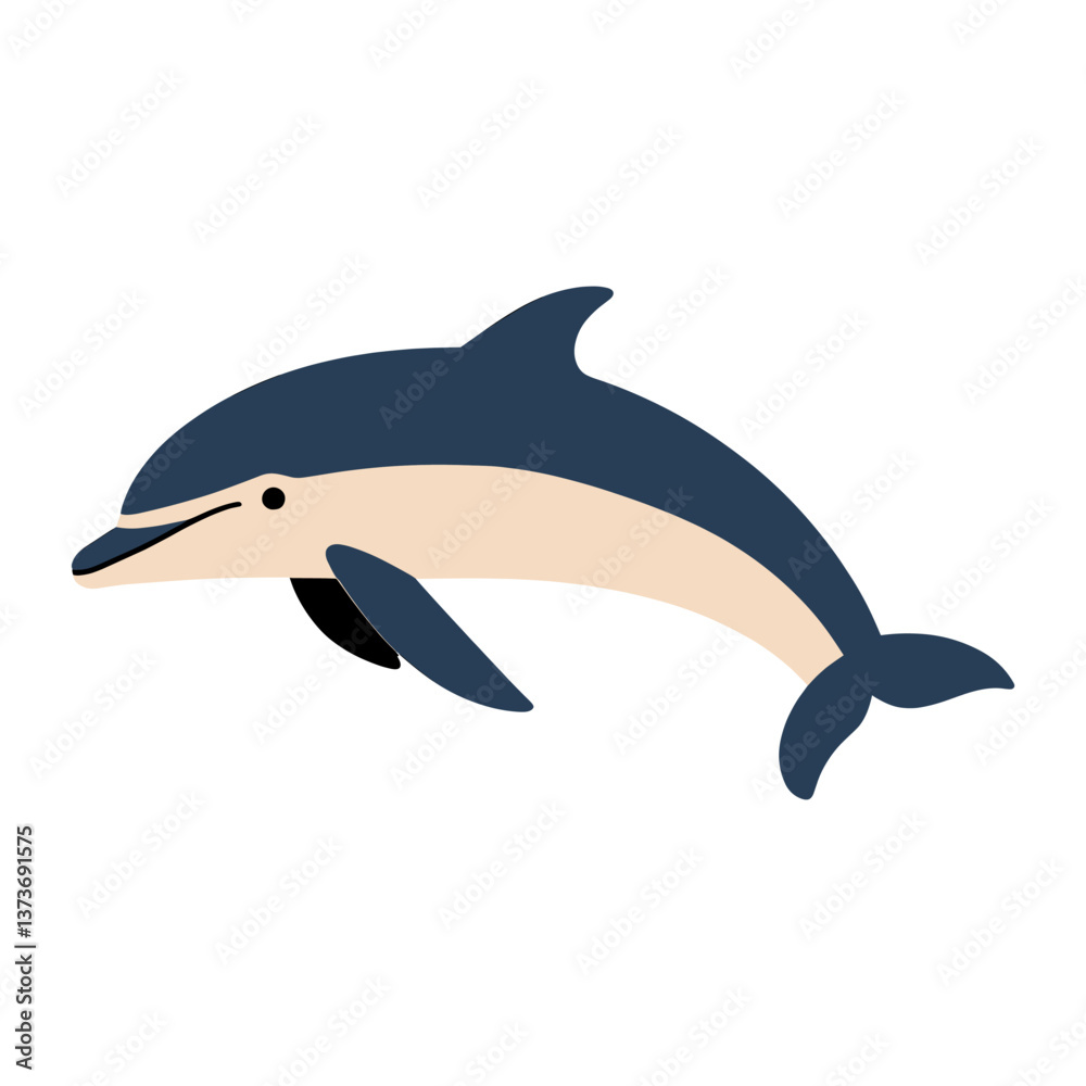 Fototapeta premium Blue dolphin illustration animal minimalist vector