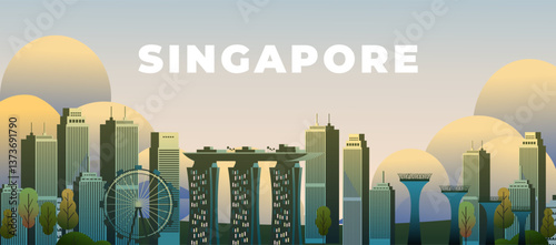 Singapore city travel background