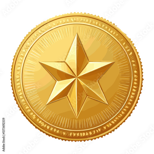 Star shaped gold coin illustration star accessories vector