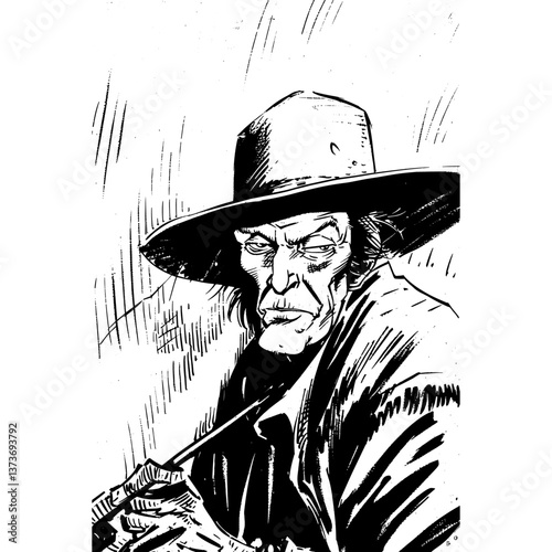 Undertaker illustration drawing vintage vector