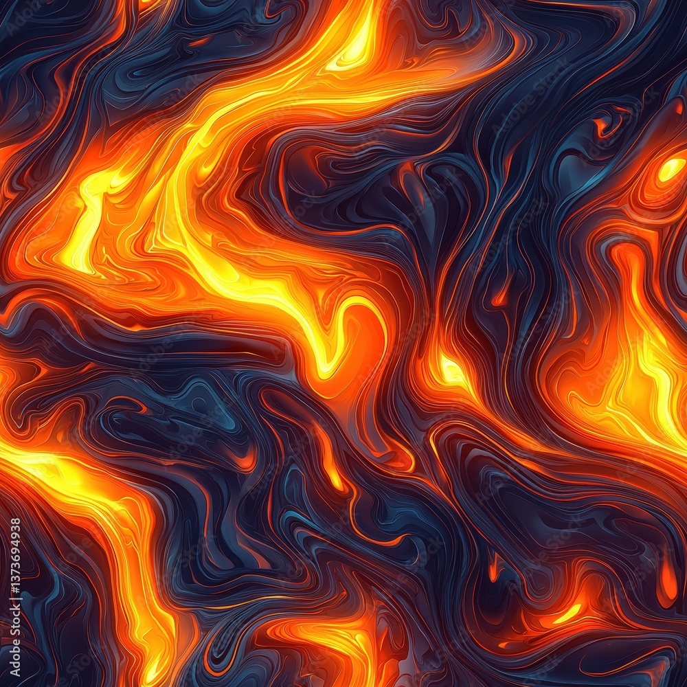 Dynamic Lava Flow Pattern Seamless Background Design Ideal for Wallpaper and Graphic Projects with Fiery and Fluid Textures