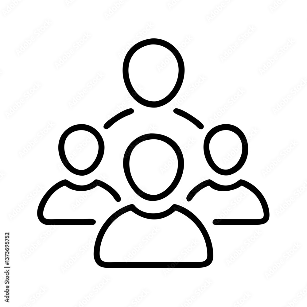 User group icon with multiple people in outline style User group icon with multiple people in outline style