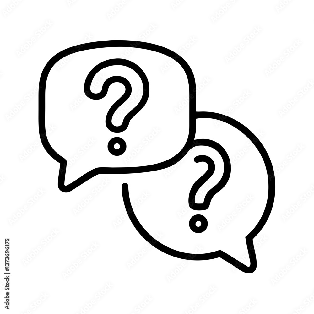 Question bubble icon with two speech bubbles Question bubble icon with two speech bubbles