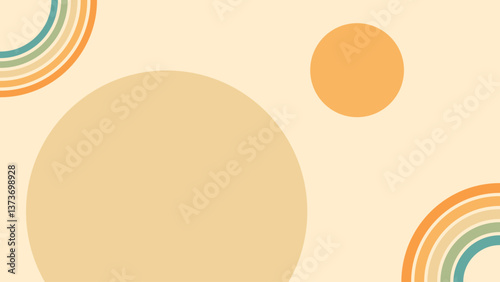 Abstract background of rainbow and sun groovy Wavy Line design in 1970s Hippie Retro style. Vector pattern ready to use for cloth, textile, wrap and other.