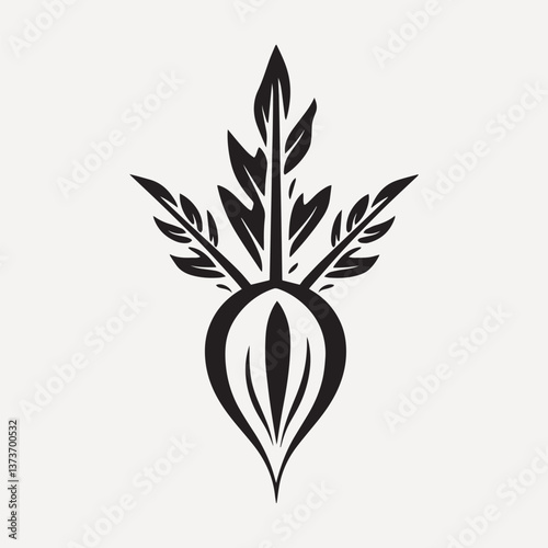 Stylized black beetroot illustration.
