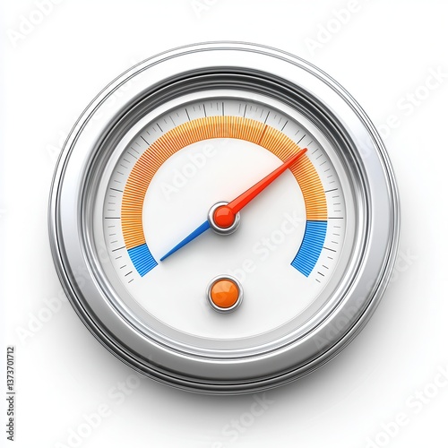 A digital air sensor gauge with a colorful dial and indicator showing measurements for temperature humidity and air pressure