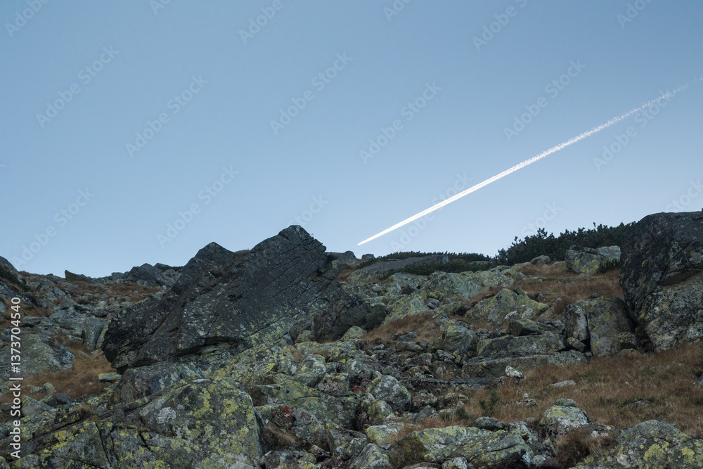 Mountain peaks, High Tatras. Trekking along the national park trail.