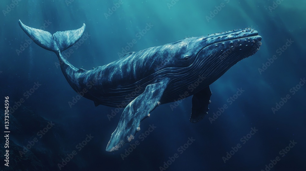 Fototapeta premium a blue whale underwater in the sea
