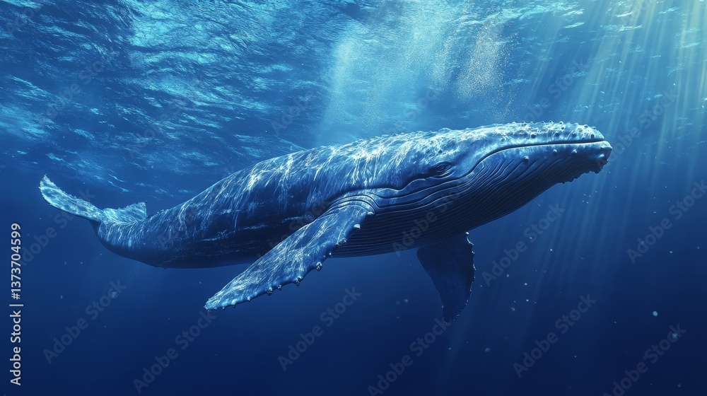 Fototapeta premium a blue whale underwater in the sea
