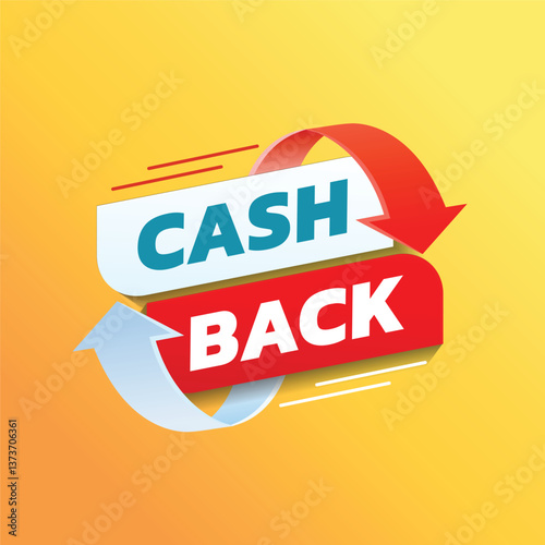 Cashback icon, promotion graphic concept with arrows or coin, means money return. Flat vector illustration.