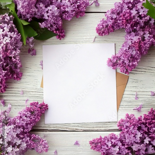 Easter card with purple lilac and place for your message.