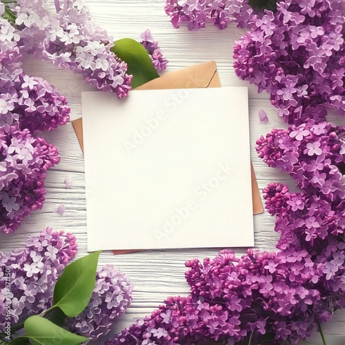 Easter card with purple lilac and place for your message.