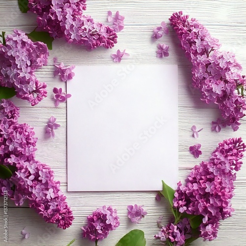 Easter card with purple lilac and place for your message.