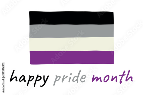 Free Download Colorful Asexual pride flag Happy pride day LGBTQ community Pride Month Vector hand drawn doodle for posters, stickers, logo, cards - GFXLoad