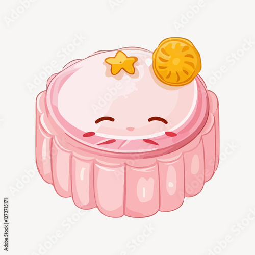 cute moon cake illustration vector