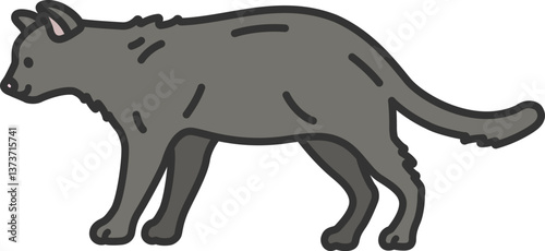 黒猫（線画カラー）のイラスト