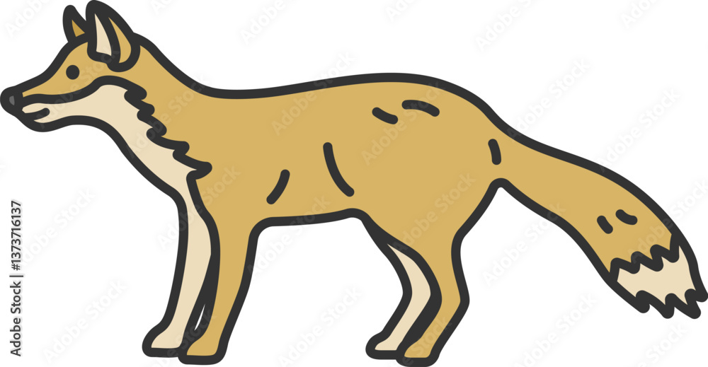 Fototapeta premium キツネ（線画カラー）のイラスト