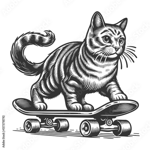 Skateboarding Cat vector illustration