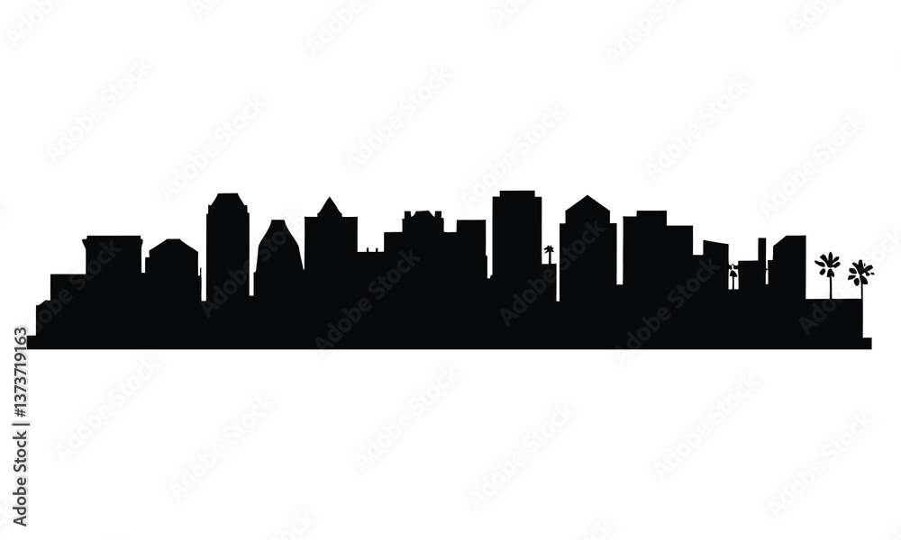 Fototapeta premium Phoenix City Skyline Silhouette, Vector, Icon, Logo, White Background.