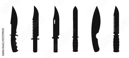 Knife silhouettes. Knife vector icons. Knife blades