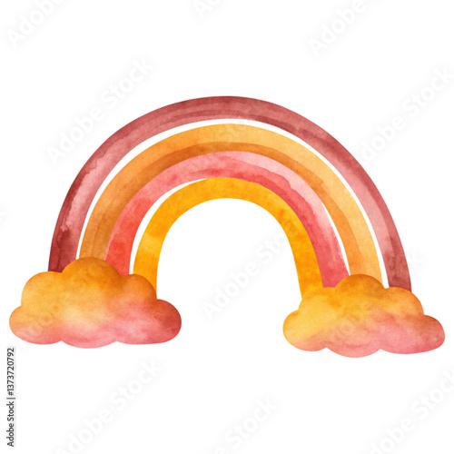 Colorful watercolor rainbow with clouds, set against a black background, creating a vibrant and whimsical visual effect.