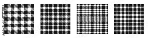 Plaid icons. Plaid pattern set. Lumberjack plaid seamless pattern collection. Flannel shirt pattern.