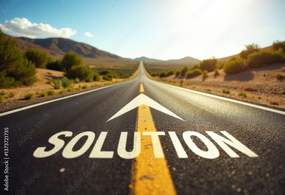 custom made wallpaper toronto digitalA long road with the word SOLUTION painted on it, leading into the distance