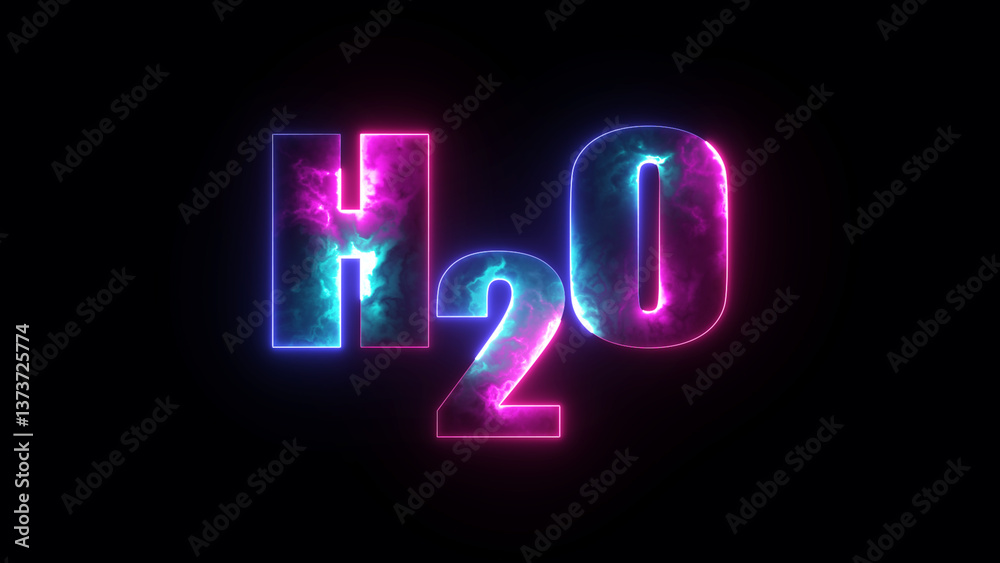 Glowing neon text h2o icon. Chemical Formula Of H2o. Concept ecology Glowing neon text h2o icon. Chemical Formula Of H2o. Concept ecology