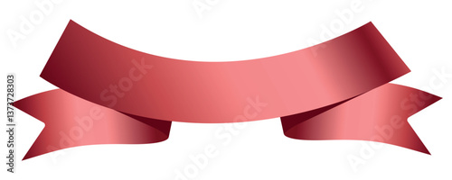 Red Golden Color Ribbon, Tag isolated on white background. Red award ribbon, luxury label, badge premium quality certificate ribbon. Empty Red Ribbon, Label Design for text. 3D Illustration. Eps 10