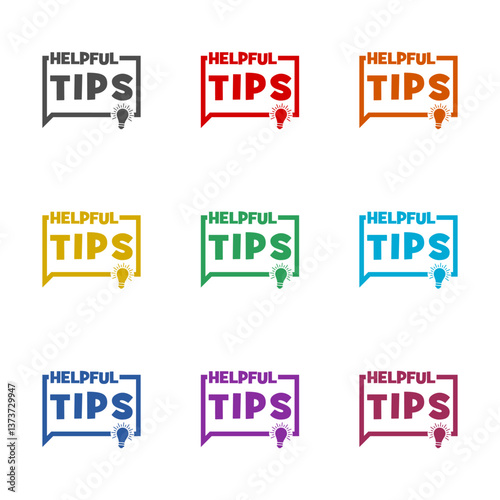 Helpful tips icon isolated on white background. Set icons colorful