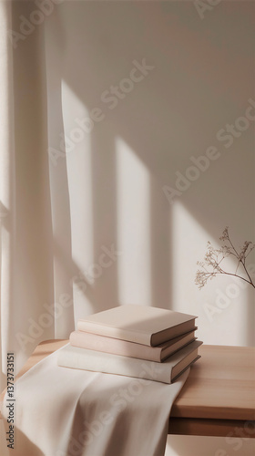 Minimalist Scandinavian Interior with Books 