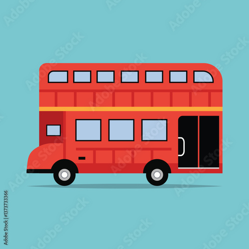 London double decker red bus cartoon illustration,