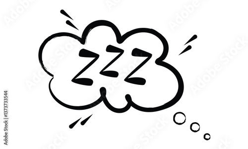 Sleep comic bubble zzz on white background. Vector illustration .
