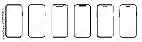 Smartphone mockup vector set. Smartphone mockup with blank white screen. Mobile phone mockup front view.