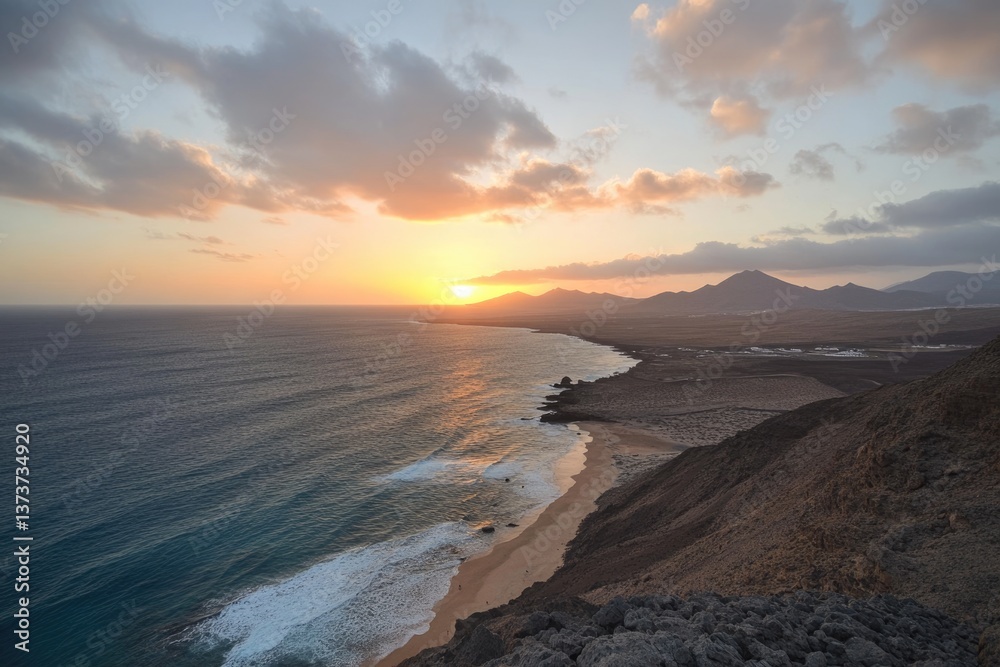 Obraz premium Mi Amor. Fiery Sunset Over the Sea with Stunning Sky and Sun Reflection