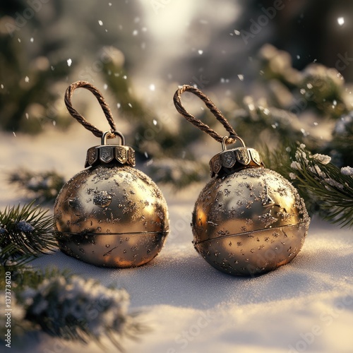 Mistle Toe. 3D Illustration of Jingle Bells in Winter Christmas Season