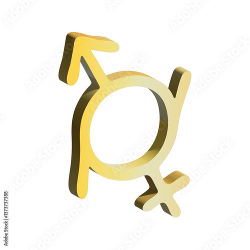 3d genderfluid (female and male) gender identity icon Symbol used to represent sex and gender