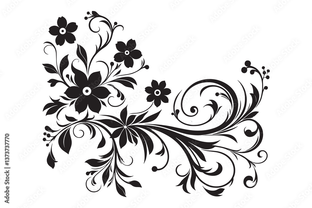 Decorative flower design silhouette Decorative flower design silhouette