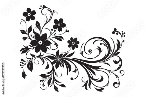 Decorative flower design silhouette